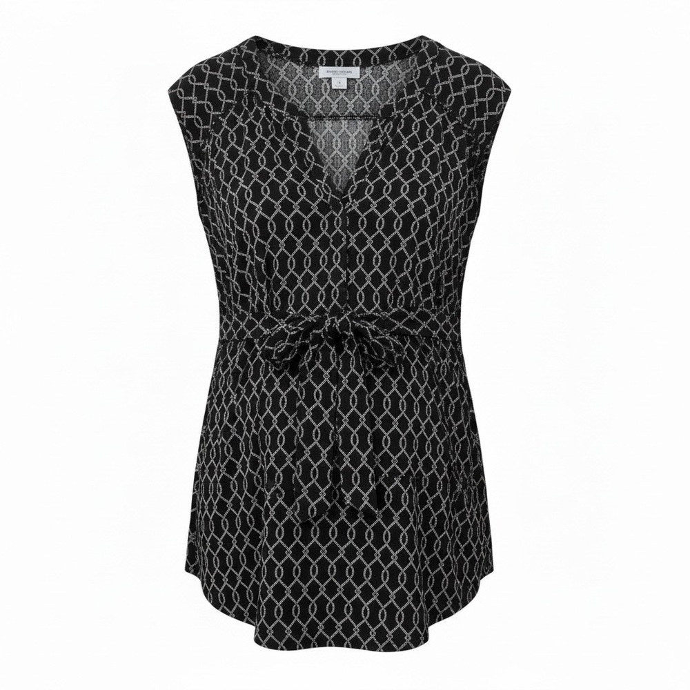Motherhood Maternity Black & White Chain-Print Cap Sleeve Tunic - Size Medium